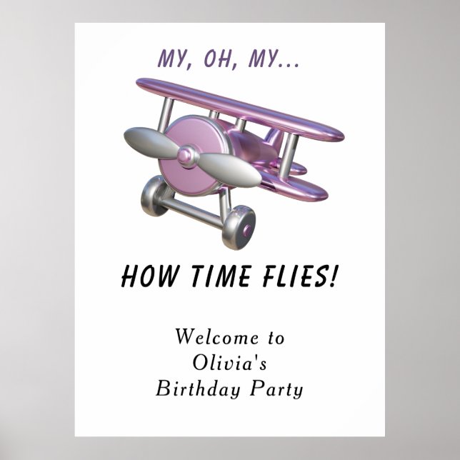 Poster Airplane Kids Birthday (Devant)