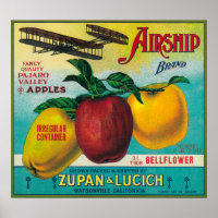 Airship Apple Crate Label Watsonville, CA