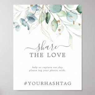 Poster Airy Greenery Partagez Le Hashtag Mariage Love