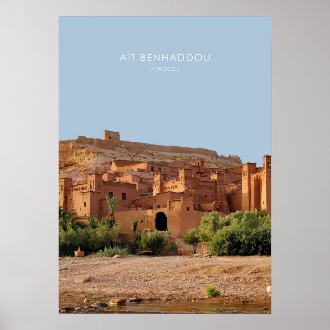 Poster Ait Benhaddou, Maroc Travel Artwork (Devant)