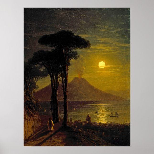 Poster Aivazovsky - Baie Napolitaine La Nuit Lune (Devant)