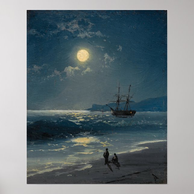 Poster Aivazovsky - Bateau À Voile Sur Une Mer Calme Par  (Devant)