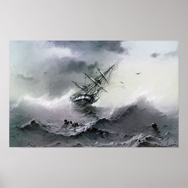 Poster Aivazovsky - Bateau en train de couler (Devant)