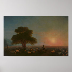 Poster Aivazovsky - Bergers Avec Un Troupeau De Moutons