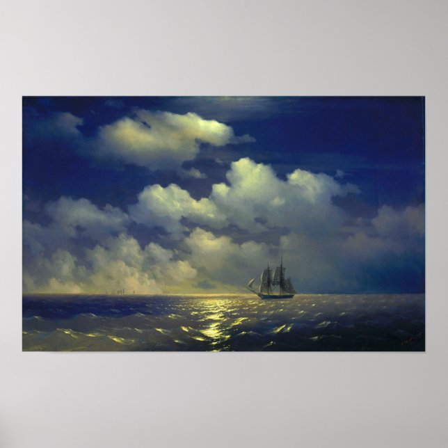 Poster Aivazovsky - Brig Mercury, Victory Over 2 Turc... (Devant)