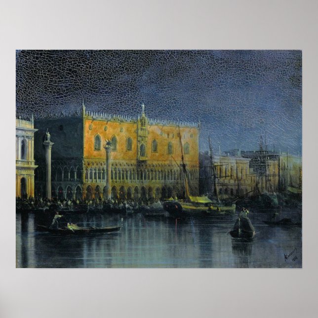 Poster Aivazovsky - Les Pluies Du Palais À Venise Par Le  (Devant)