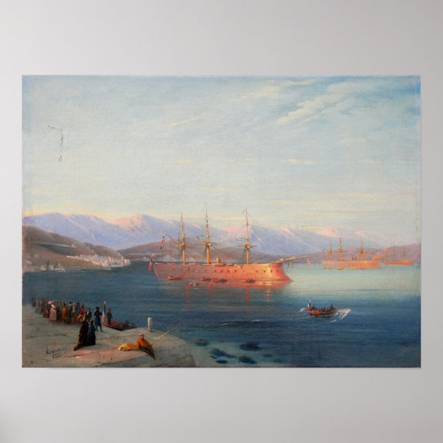 Poster Aivazovsky - Navires Français Départ De La Mer Noi (Devant)