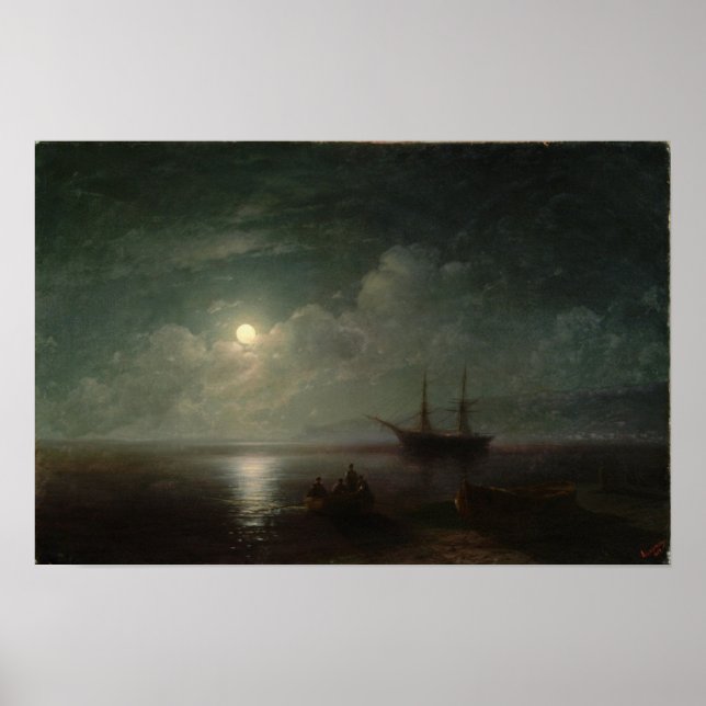 Poster Aivazovsky - Un Paysage Maritime Avec Une Pleine l (Devant)