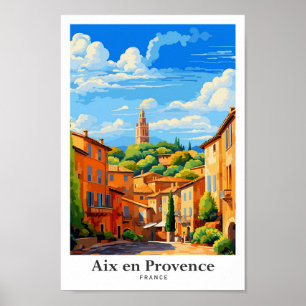 Poster Aix en Provence France Art Travel Illustration