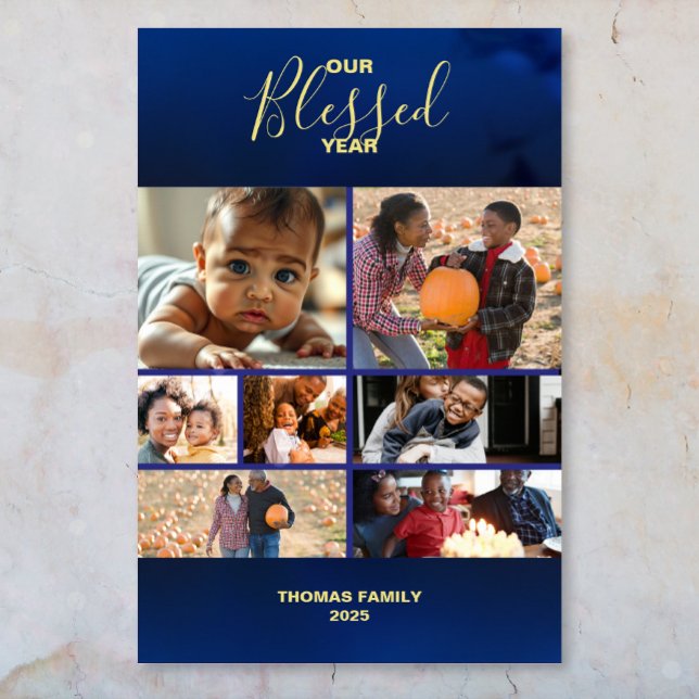 Poster Ajouter Photos Blessed Year Family Photo Collage (Add Photos Blessed Year Family Photo Collage Poster)