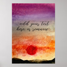 Ajouter un texte aquarelle Sunset Mountains Paysag