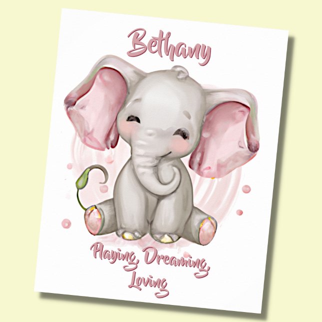 Poster Ajouter un texte de nom, Bonne Éléphant de bébé Nu (Créateur téléchargé)
