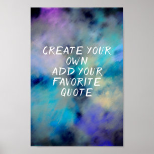 Poster ajouter une citation aquarelle couleur bleu et vio