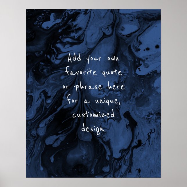 Poster Ajouter Votre Citation Personnalisée Marbre Noir,  (Devant)