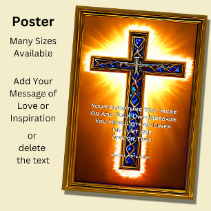 Poster Ajouter Votre Écriture, Croix Chrétienne Bijoux Bl
