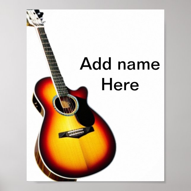 Poster Ajouter votre nom texte brun acoustique guitare éd (Devant)