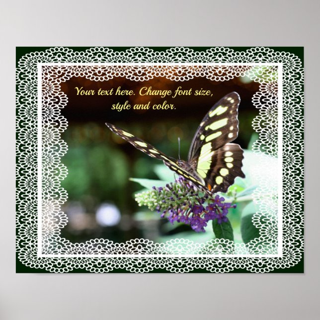 Poster Ajouter votre papillon de texte personnalisé (Devant)
