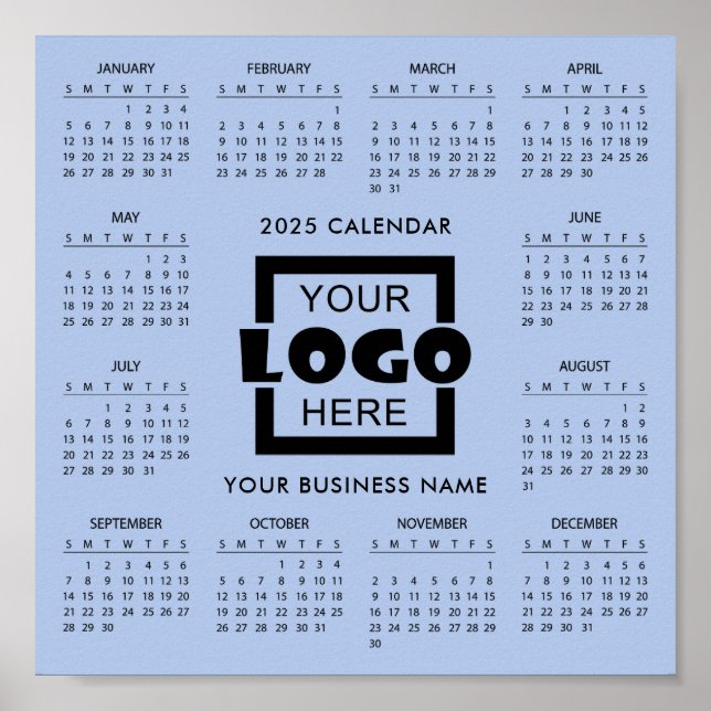 Poster Ajouter votre propre logo d'entreprise 2025 Calend (Devant)