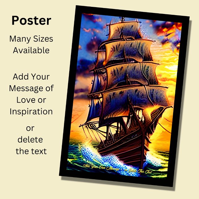 Poster Ajouter Votre Propre Message Pirate Brown Voilier  (Créateur téléchargé)