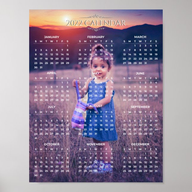 Poster Ajouter votre propre photo 2022 Calendrier | Poste (Devant)