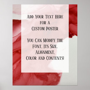 Poster Ajouter votre propre texte rouge vif encre Abstrai