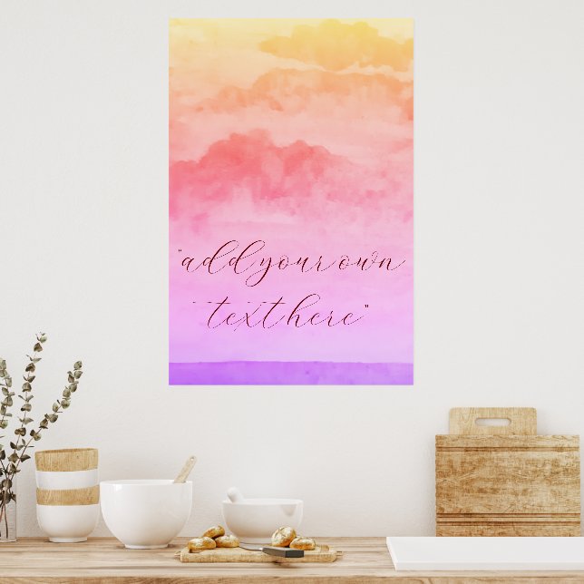 Poster Ajouter votre texte aquarelle Holographie Paysages (Cuisine)