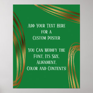 Poster Ajouter Votre Texte Orthographié Or Ovales Vert Cl