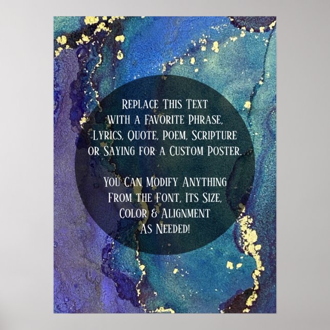 Poster Ajouter Votre Texte Personnalisé Encre D'Alcool Ab (Devant)