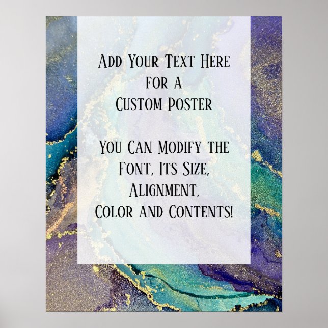 Poster Ajouter Votre Texte Personnalisé Encre D'Alcool Ab (Devant)