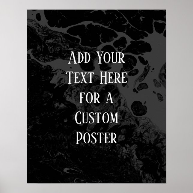 Poster Ajouter votre texte personnalisé Marbre noir et gr (Devant)