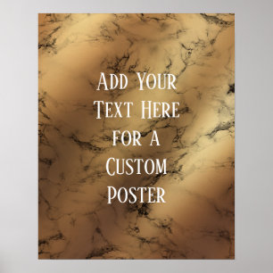Poster Ajouter votre texte personnalisé Marbre noir et or