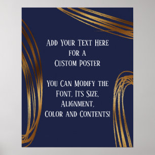 Poster Ajouter Votre Texte Scribblé Gold Ovals Navy Blue