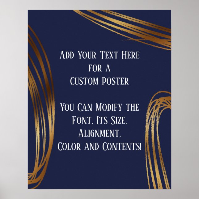 Poster Ajouter Votre Texte Scribblé Gold Ovals Navy Blue (Devant)