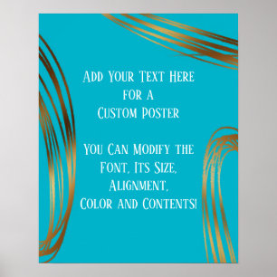 Poster Ajouter Votre Texte Scribbled Gold Ovals Scuba Blu