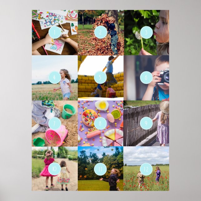 Poster Ajoutez vos 12 photos personnalisables (Devant)