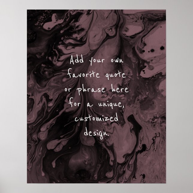 Poster Ajoutez Votre Citation Personnalisée Marbre Noir,  (Devant)