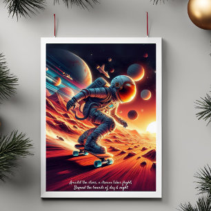 Poster Ajoutez votre message, Astronaute du skateboard su