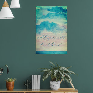 Poster Ajoutez Votre Texte Ciels et Paysage Marin Aquarel