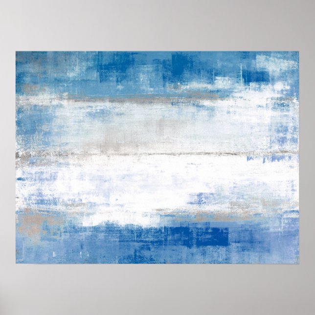 Poster 'Ajuster' Art Abstrait bleu et gris (Devant)