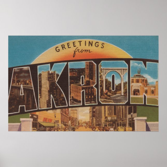 Poster Akron, Ohio Scènes de grandes lettresAkron, OH 2 (Devant)