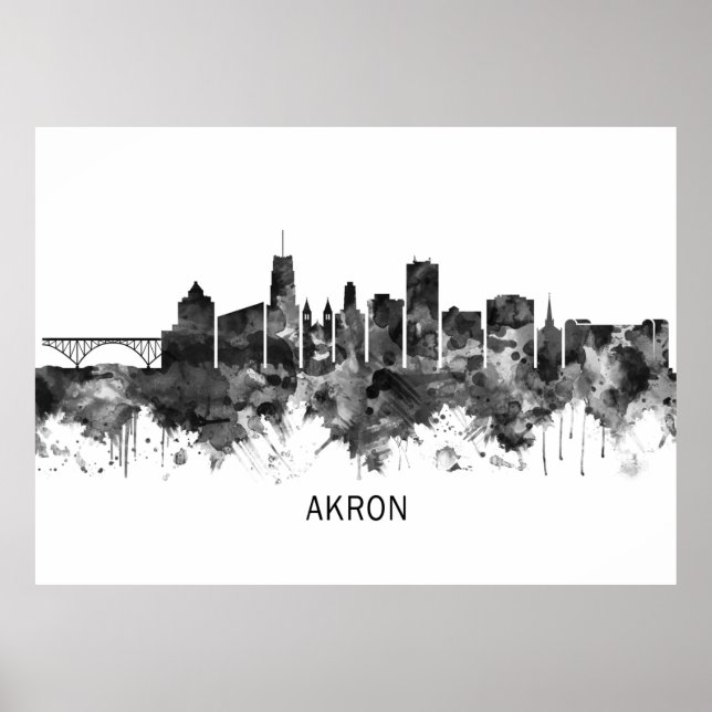 Poster Akron Ohio Skyline (Devant)