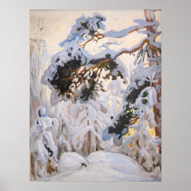 Poster Akseli Gallen-Kallela - Forêt en hiver (Devant)