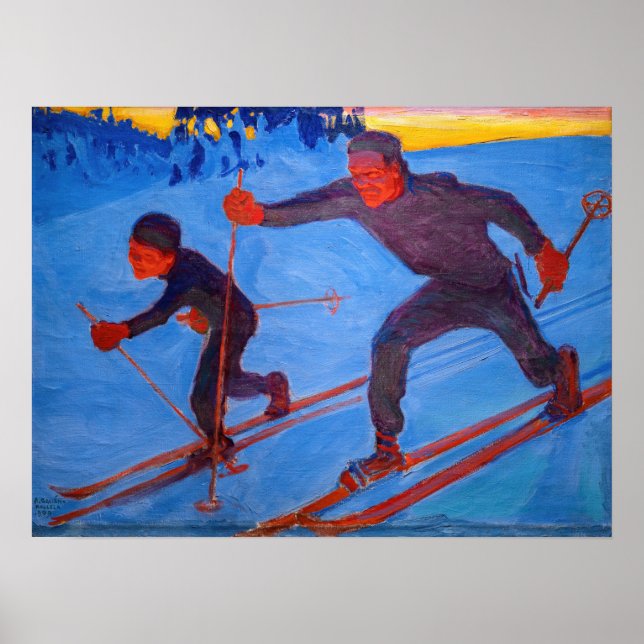 Poster Akseli Gallen-Kallela - Skiers (Devant)
