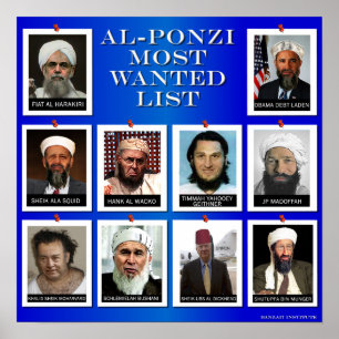 POSTER AL-PONZI LISTE LA PLUS RECHERCHÉE "BLUE"