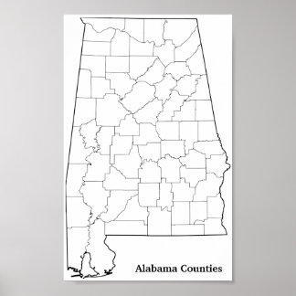 Poster Alabama Comtés Blank Plan