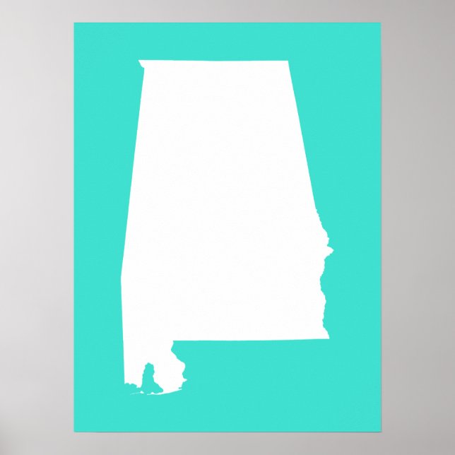 Poster Alabama Turquoise et Blanc (Devant)