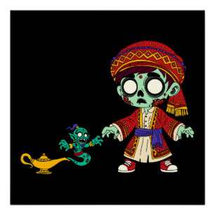 Poster Aladdin zombie et génie zombie