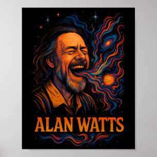 Poster Alan Watts Laugh Galaxy Universe Psychedelic Art P