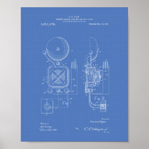 Poster Alarme à feu 1911 Brevet - Plan directeur