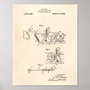 Poster Alarme incendie Bell 1921 Brevet Art - Vieux poivr
